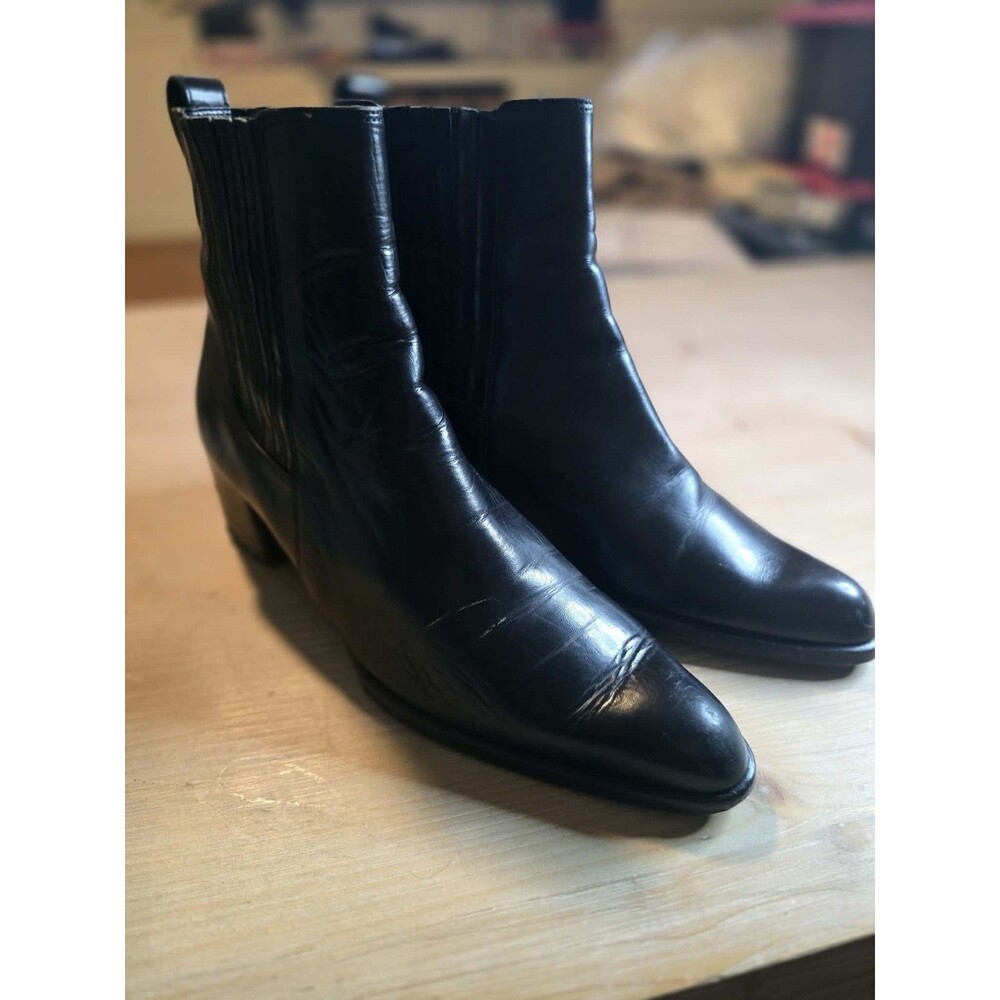 Bally Cathleen Black Ankle Boots Size 7 1/2 Made In Italy